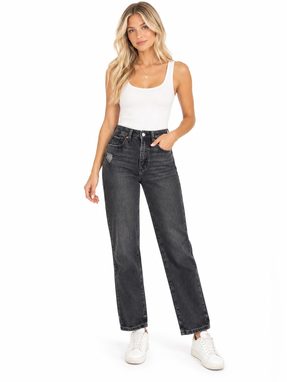 JBD Just Black Denim Black High Rise Straight Jeans | Size 27